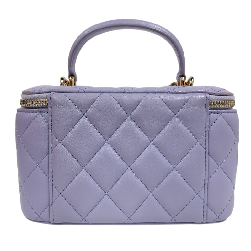 シャネル CHANEL マトラッセ　ハンドルチェーンバニティ パープル　ゴールド金具 ラムスキン レディース ショルダーバッグ