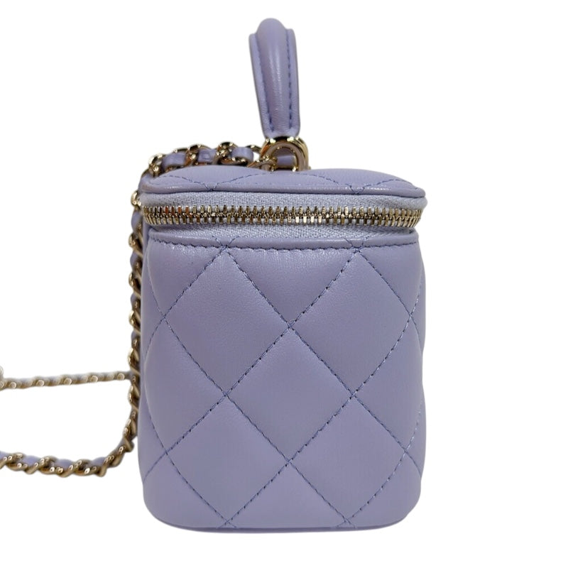 シャネル CHANEL マトラッセ　ハンドルチェーンバニティ パープル　ゴールド金具 ラムスキン レディース ショルダーバッグ