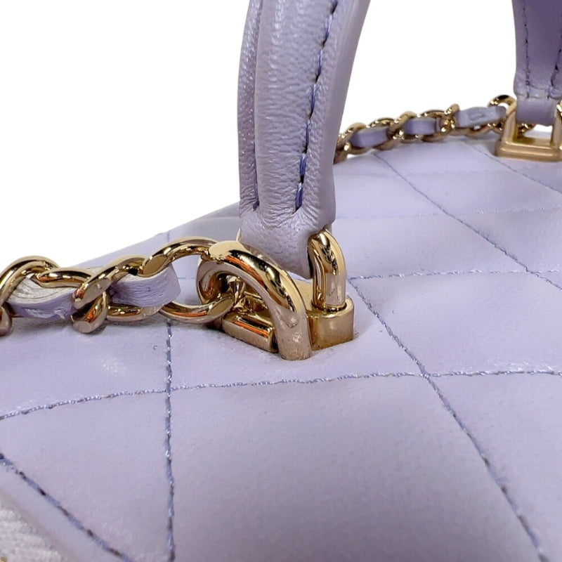 シャネル CHANEL マトラッセ　ハンドルチェーンバニティ パープル　ゴールド金具 ラムスキン レディース ショルダーバッグ