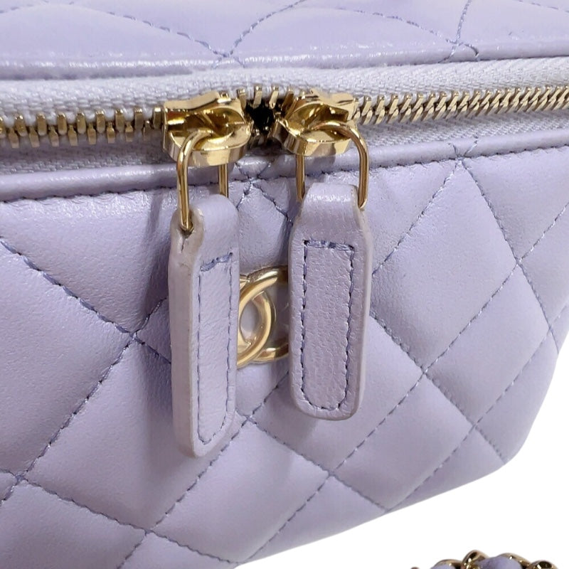 シャネル CHANEL マトラッセ　ハンドルチェーンバニティ パープル　ゴールド金具 ラムスキン レディース ショルダーバッグ