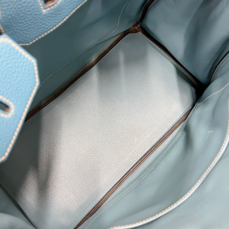 エルメス HERMES バーキン35 □I刻印　(2005年製) ブルージーン　シルバー金具 トゴ レディース ハンドバッグ