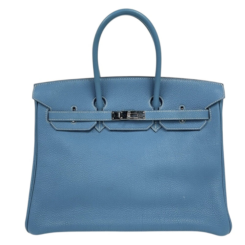 エルメス HERMES バーキン35 □I刻印　(2005年製) ブルージーン　シルバー金具 トゴ レディース ハンドバッグ