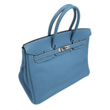 エルメス HERMES バーキン35 □I刻印　(2005年製) ブルージーン　シルバー金具 トゴ レディース ハンドバッグ