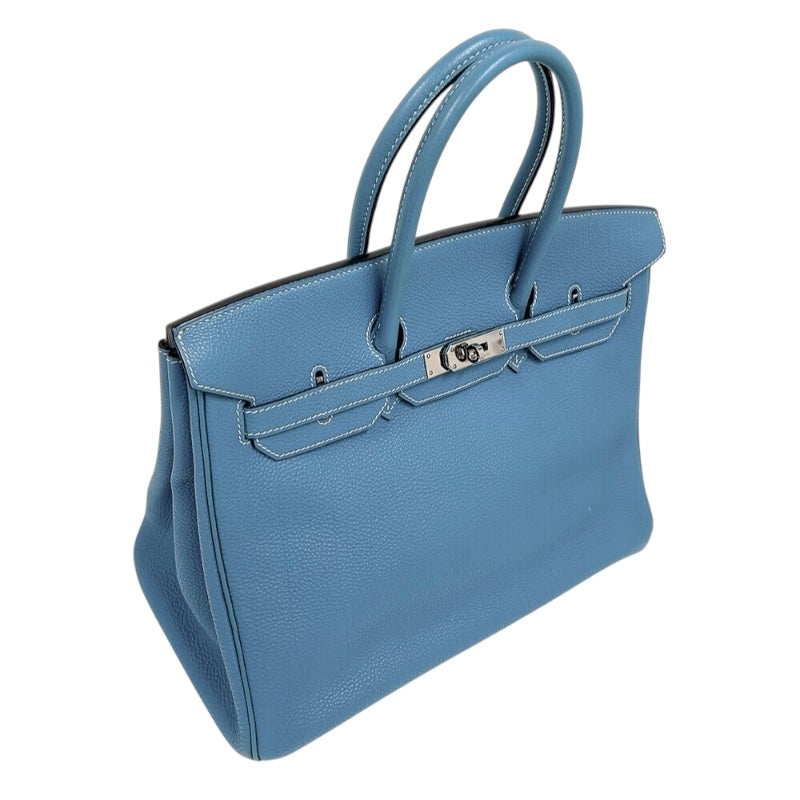 エルメス HERMES バーキン35 □I刻印　(2005年製) ブルージーン　シルバー金具 トゴ レディース ハンドバッグ