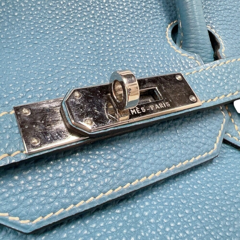 エルメス HERMES バーキン35 □I刻印　(2005年製) ブルージーン　シルバー金具 トゴ レディース ハンドバッグ
