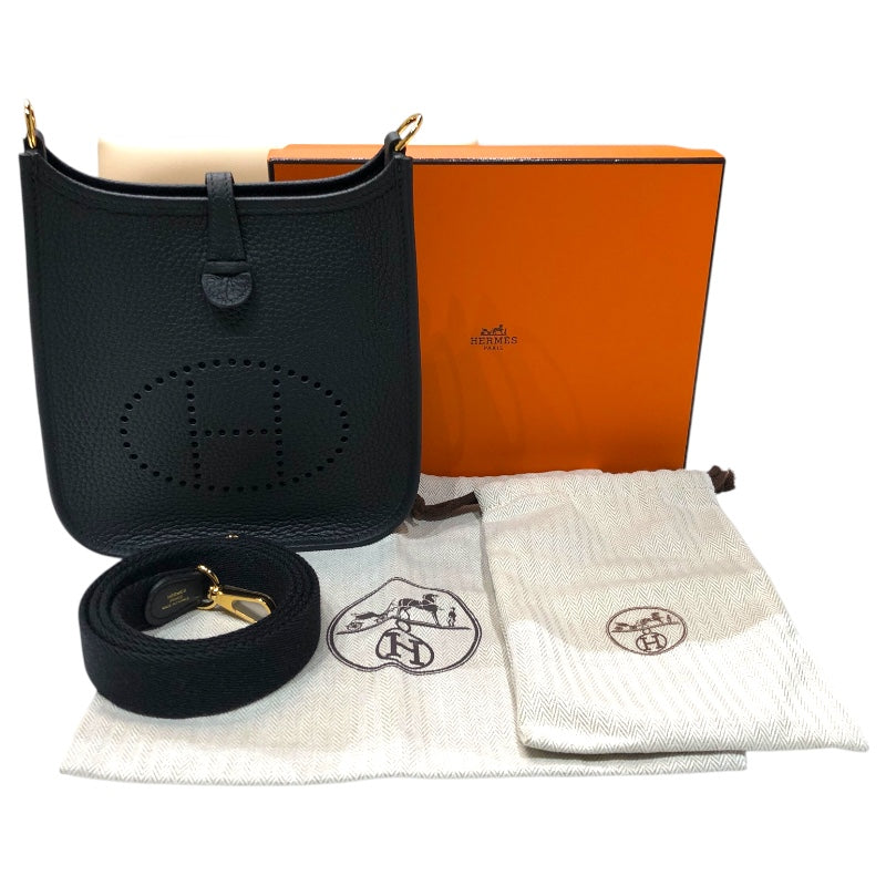 エルメス HERMES エヴリンTPM W刻 ブラック×SV金具 トリヨン ユニセックス ショルダーバッグ