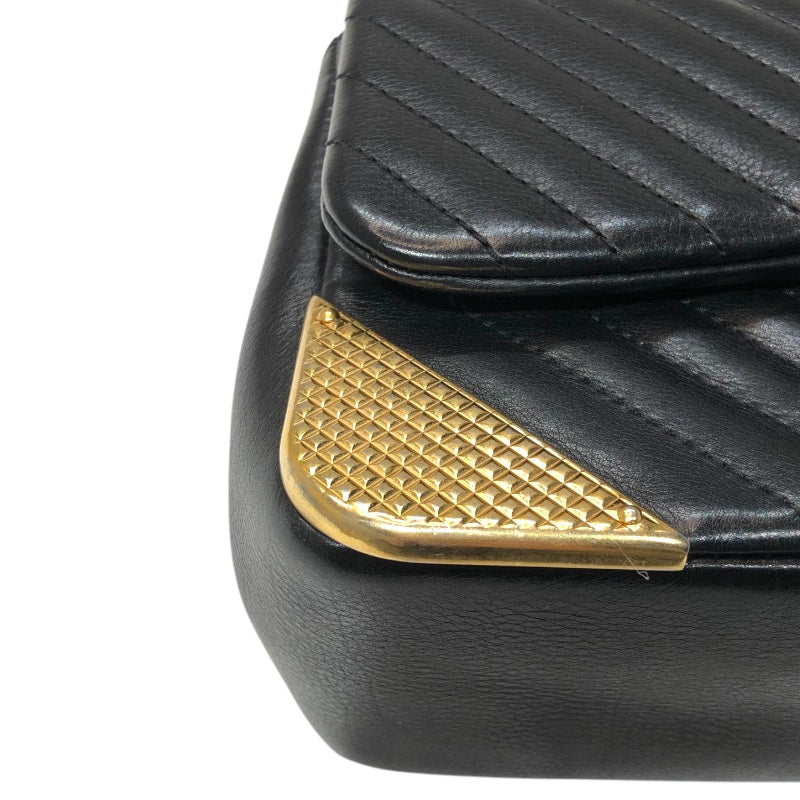 シャネル CHANEL シェブロンVステッチチェーンウォレット 26番台 ブラック ゴールド金具 ラムスキン レディース ショルダーバッグ