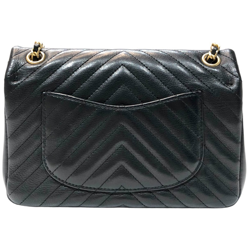 シャネル CHANEL シェブロンVステッチチェーンウォレット 26番台 ブラック ゴールド金具 ラムスキン レディース ショルダーバッグ