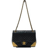 シャネル CHANEL シェブロンVステッチチェーンウォレット 26番台 ブラック ゴールド金具 ラムスキン レディース ショルダーバッグ