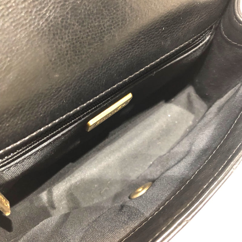 シャネル CHANEL シェブロンVステッチチェーンウォレット 26番台 ブラック ゴールド金具 ラムスキン レディース ショルダーバッグ