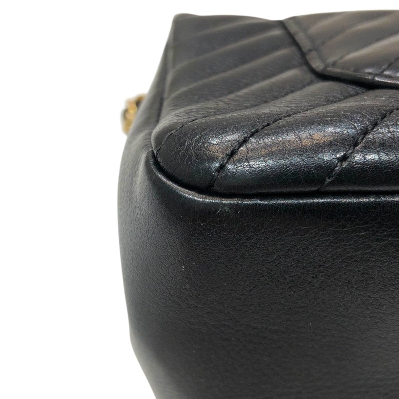 シャネル CHANEL シェブロンVステッチチェーンウォレット 26番台 ブラック ゴールド金具 ラムスキン レディース ショルダーバッグ