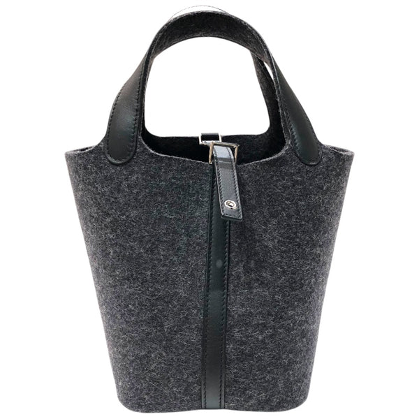 エルメス HERMES ピコタンロックPM Z刻 グレー　シルバー金具 フェルト レディース ハンドバッグ