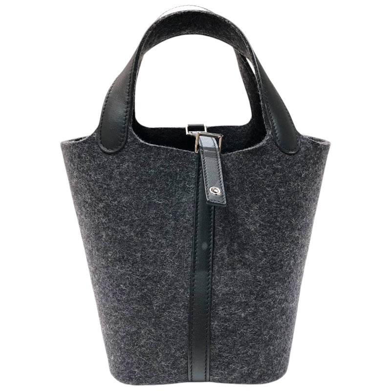 エルメス HERMES ピコタンロックPM Z刻 グレー　シルバー金具 フェルト レディース ハンドバッグ