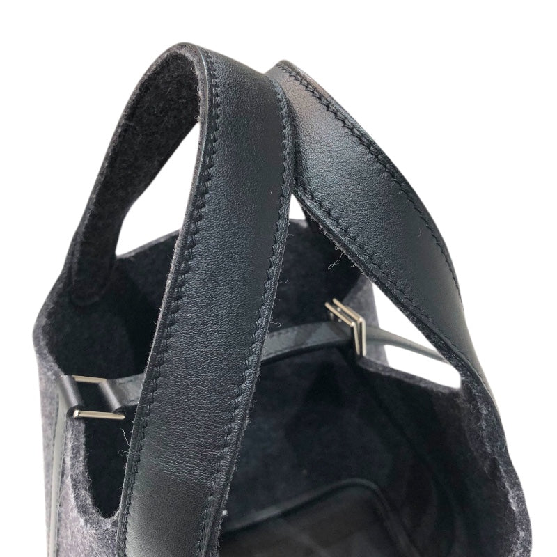 エルメス HERMES ピコタンロックPM Z刻 グレー　シルバー金具 フェルト レディース ハンドバッグ