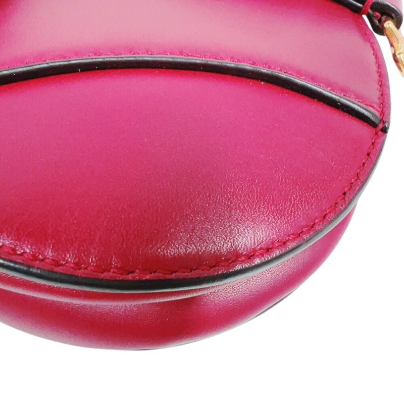 クリスチャン・ディオール Christian Dior サドルバッグミニ レッド　ゴールド金具 カーフレザー レディース ショルダーバッグ
