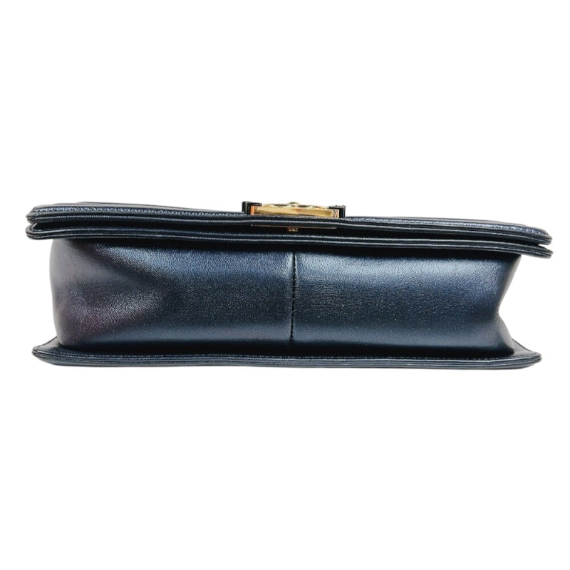 シャネル CHANEL ボーイシャネル28 A92193 ネイビー　ゴールド金具 カーフスキン レディース ショルダーバッグ