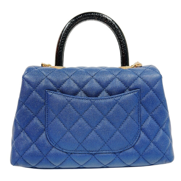 シャネル CHANEL ココハンドルXS A92990 ブルー　ゴールド金具 キャビアスキン　パイソン レディース ショルダーバッグ