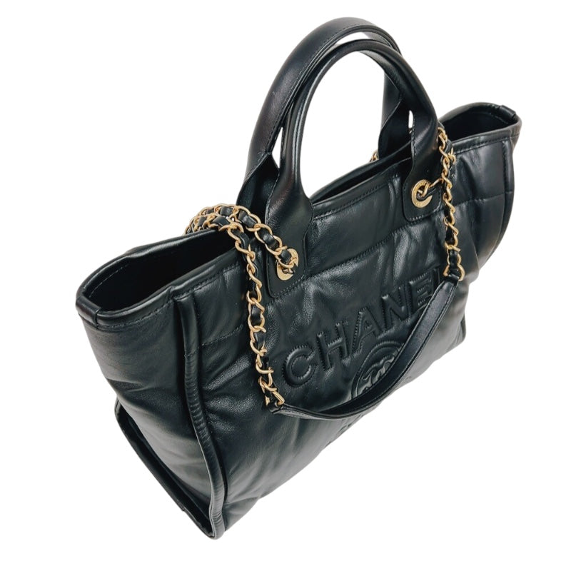 シャネル CHANEL ドーヴィルスモールショッピングバック AS3257 ブラック ゴールド金具 ラムスキン レディース トートバッグ