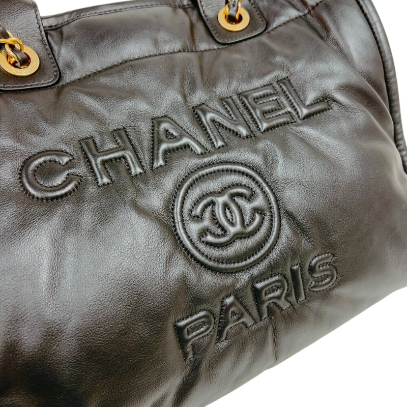 シャネル CHANEL ドーヴィルスモールショッピングバック AS3257 ブラック ゴールド金具 ラムスキン レディース トートバッグ