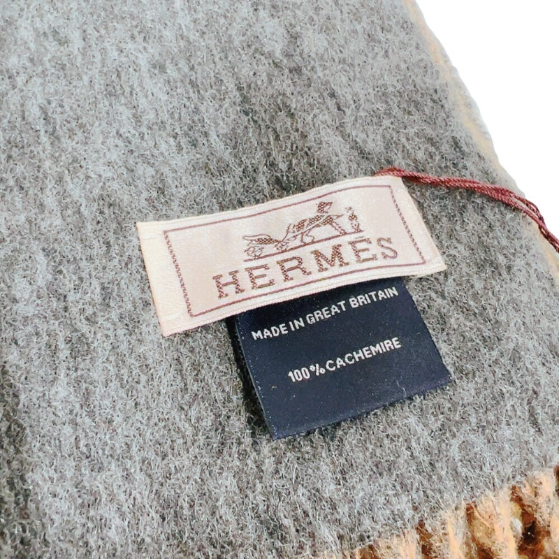 エルメス HERMES カシミヤマフラー　レクトヴェルソ キャメル/フランネル カシミヤ100% メンズ マフラー
