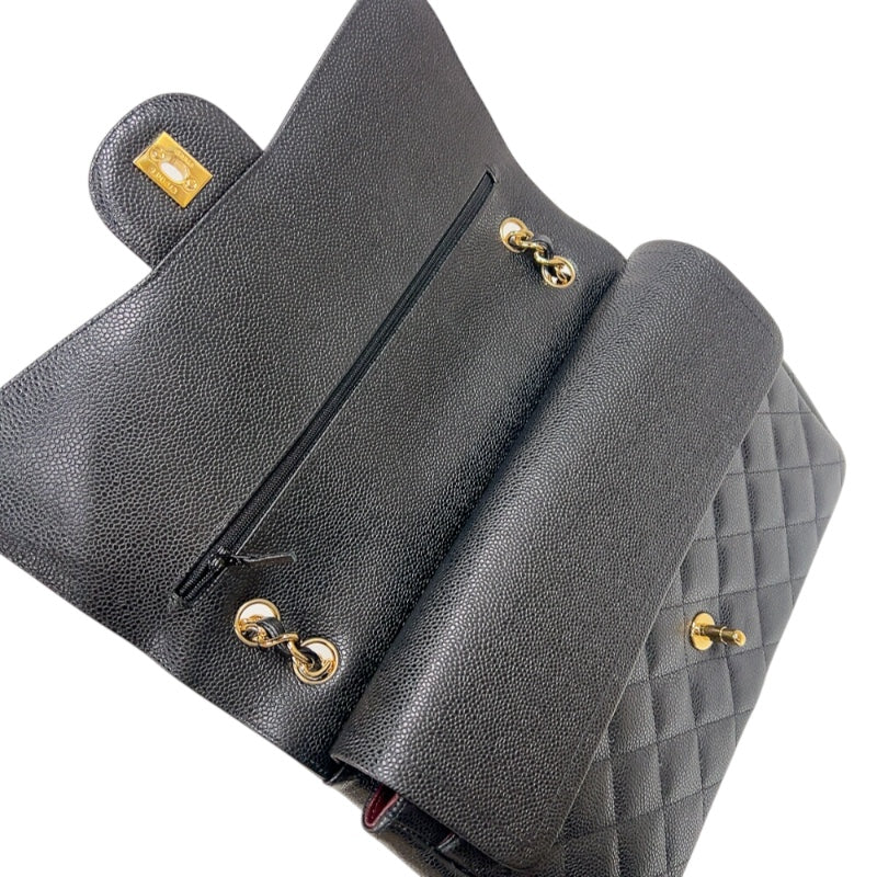シャネル CHANEL マトラッセ30 ブラック マットキャビアスキン レディース ショルダーバッグ