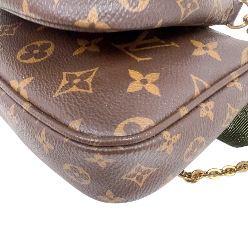 ルイ・ヴィトン LOUIS VUITTON ミュルティ・ポシェット・アクセソワール M44813 ブラウン/カーキ　ゴールド金具 モノグラム レディース ショルダーバッグ