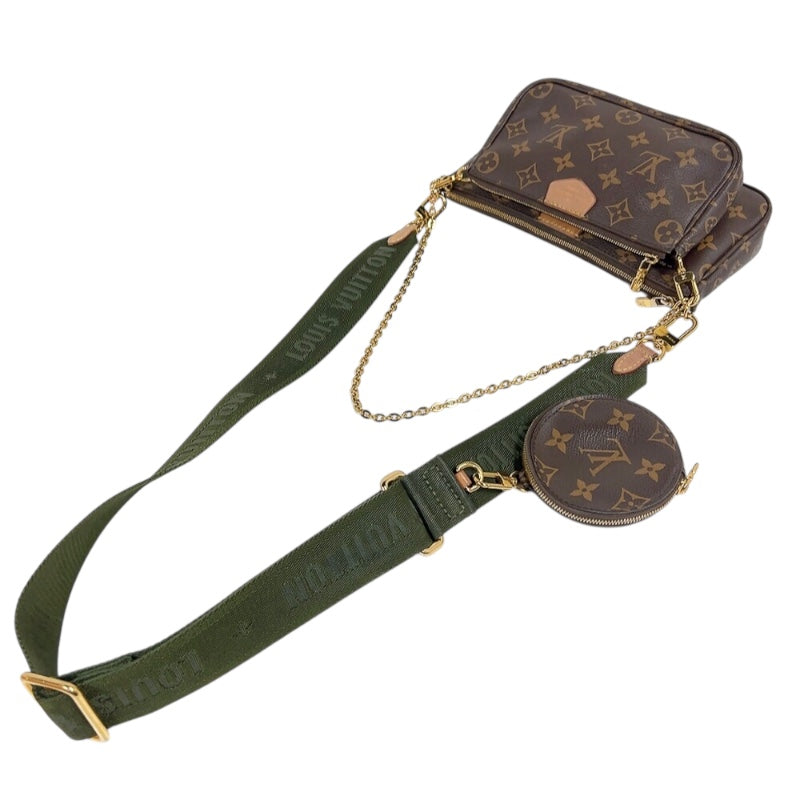 ルイ・ヴィトン LOUIS VUITTON ミュルティ・ポシェット・アクセソワール M44813 ブラウン/カーキ　ゴールド金具 モノグラム レディース ショルダーバッグ