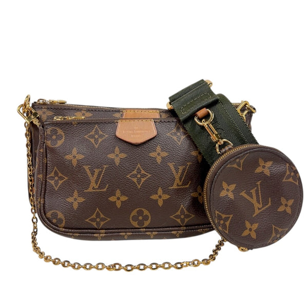 ルイ・ヴィトン LOUIS VUITTON ミュルティ・ポシェット・アクセソワール M44813 ブラウン/カーキ　ゴールド金具 モノグラム レディース ショルダーバッグ