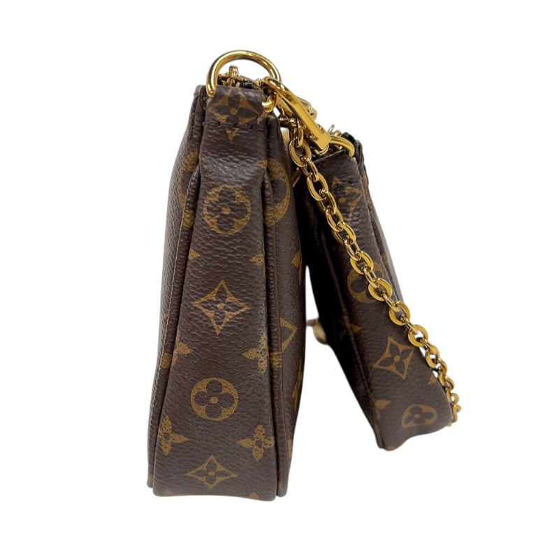 ルイ・ヴィトン LOUIS VUITTON ミュルティ・ポシェット・アクセソワール M44813 ブラウン/カーキ　ゴールド金具 モノグラム レディース ショルダーバッグ