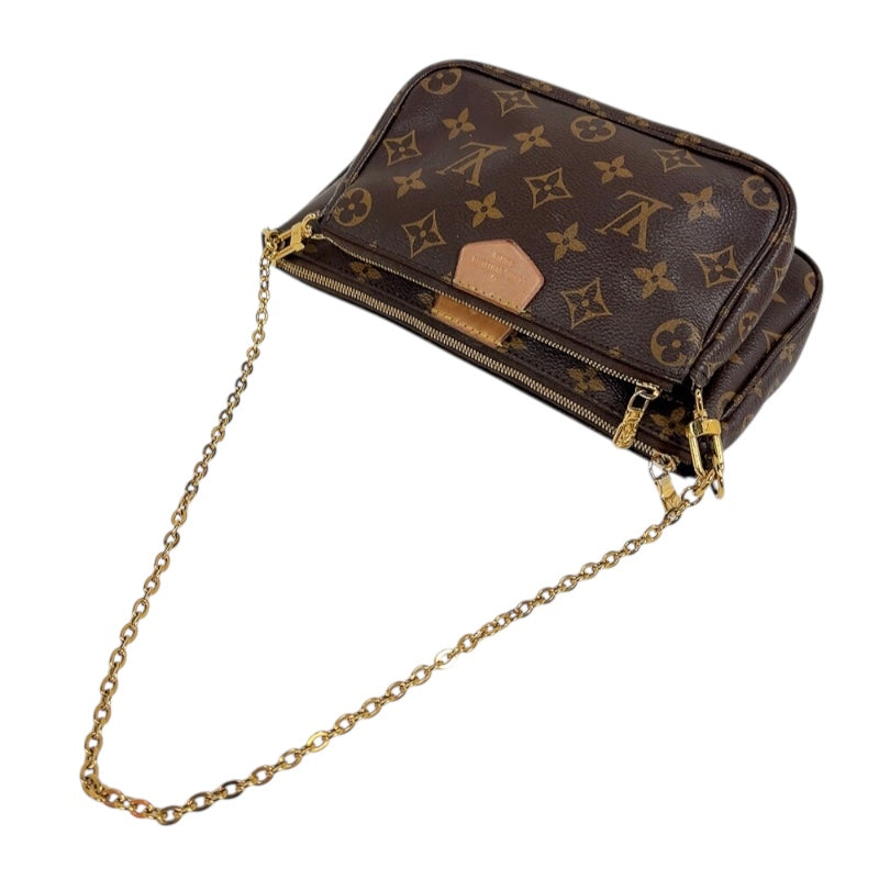 ルイ・ヴィトン LOUIS VUITTON ミュルティ・ポシェット・アクセソワール M44813 ブラウン/カーキ　ゴールド金具 モノグラム レディース ショルダーバッグ
