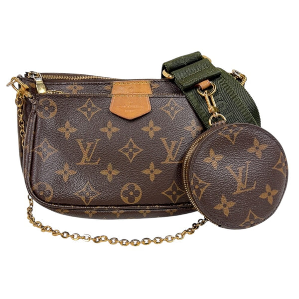 ルイ・ヴィトン LOUIS VUITTON ミュルティ・ポシェット・アクセソワール M44813 ブラウン/カーキ　ゴールド金具 モノグラム レディース ショルダーバッグ