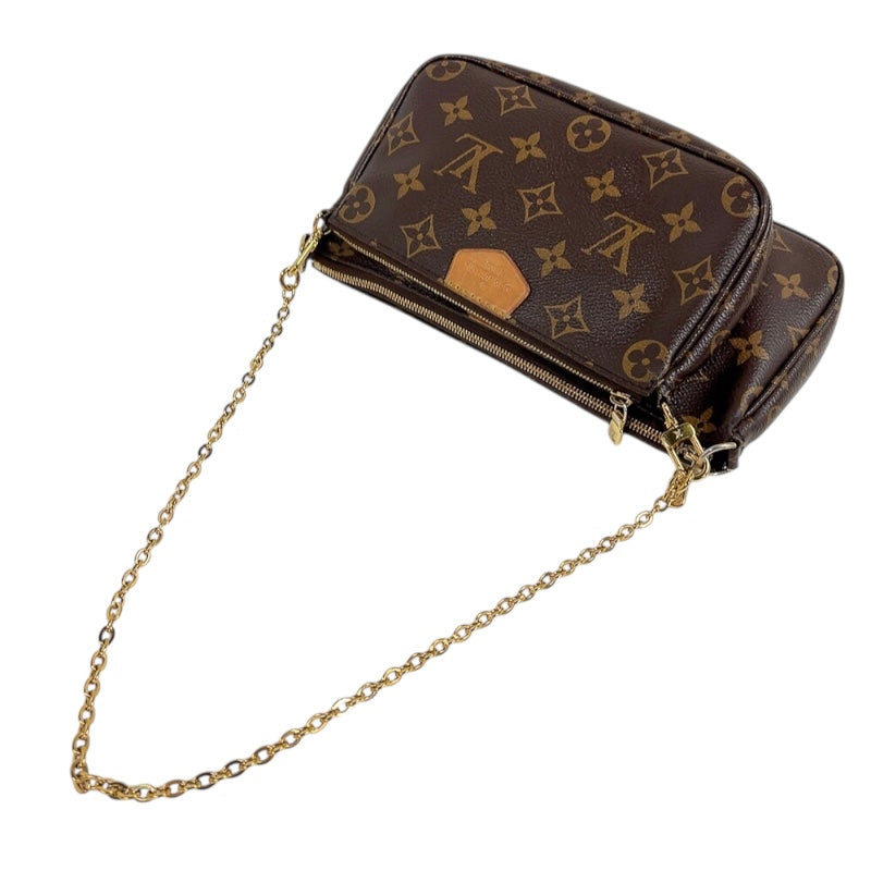 ルイ・ヴィトン LOUIS VUITTON ミュルティ・ポシェット・アクセソワール M44813 ブラウン/カーキ　ゴールド金具 モノグラム レディース ショルダーバッグ