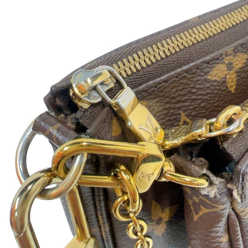 ルイ・ヴィトン LOUIS VUITTON ミュルティ・ポシェット・アクセソワール M44813 ブラウン/カーキ　ゴールド金具 モノグラム レディース ショルダーバッグ