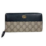 グッチ GUCCI ダブルGジップアラウンドウォレット 456117 ブラック/ベージュ　ゴールド金具 GGスプリームキャンバス レディース 長財布