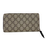 グッチ GUCCI ダブルGジップアラウンドウォレット 456117 ブラック/ベージュ　ゴールド金具 GGスプリームキャンバス レディース 長財布