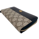 グッチ GUCCI ダブルGジップアラウンドウォレット 456117 ブラック/ベージュ　ゴールド金具 GGスプリームキャンバス レディース 長財布