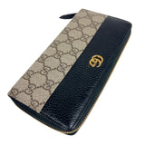 グッチ GUCCI ダブルGジップアラウンドウォレット 456117 ブラック/ベージュ　ゴールド金具 GGスプリームキャンバス レディース 長財布