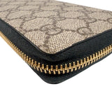 グッチ GUCCI ダブルGジップアラウンドウォレット 456117 ブラック/ベージュ　ゴールド金具 GGスプリームキャンバス レディース 長財布