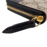 グッチ GUCCI ダブルGジップアラウンドウォレット 456117 ブラック/ベージュ　ゴールド金具 GGスプリームキャンバス レディース 長財布
