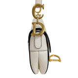 クリスチャン・ディオール Christian Dior サドルミニバッグ 09-MA-1128 ホワイト　ゴールド金具 カーフ レディース ハンドバッグ