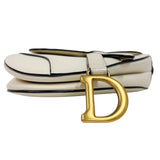 クリスチャン・ディオール Christian Dior サドルミニバッグ 09-MA-1128 ホワイト　ゴールド金具 カーフ レディース ハンドバッグ