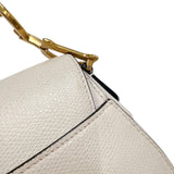 クリスチャン・ディオール Christian Dior サドルミニバッグ 09-MA-1128 ホワイト　ゴールド金具 カーフ レディース ハンドバッグ