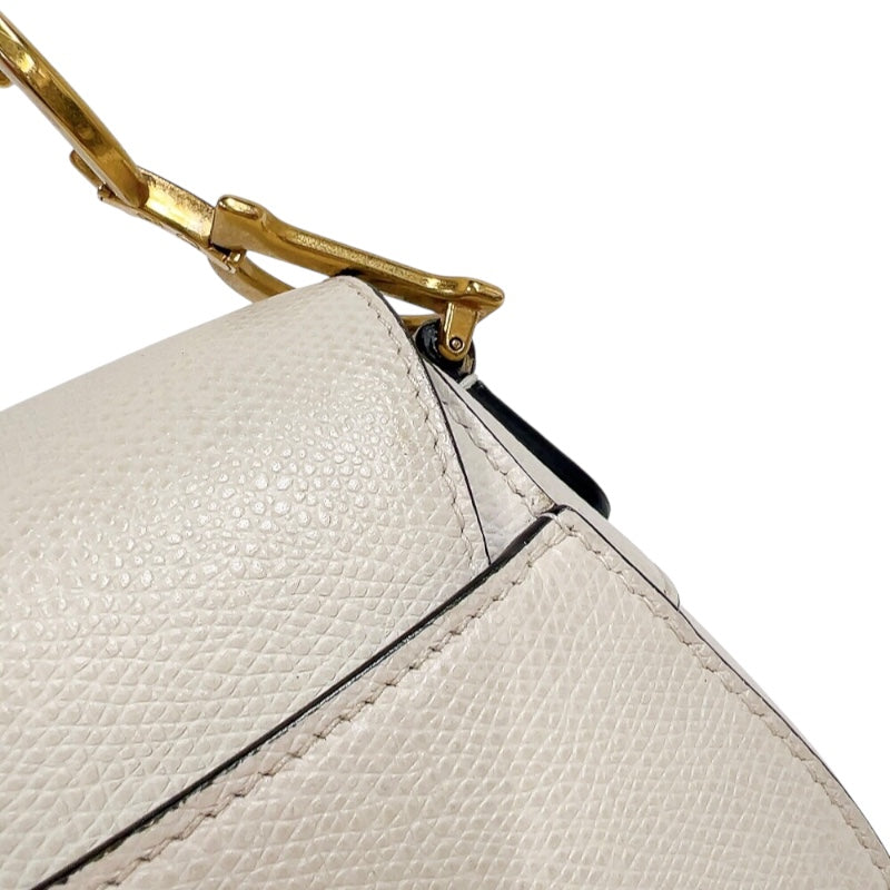 クリスチャン・ディオール Christian Dior サドルミニバッグ 09-MA-1128 ホワイト　ゴールド金具 カーフ レディース ハンドバッグ