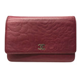 シャネル CHANEL カメリアチェーンウォレット A47421 ピンク/シルバー金具 ラムスキン レディース 長財布