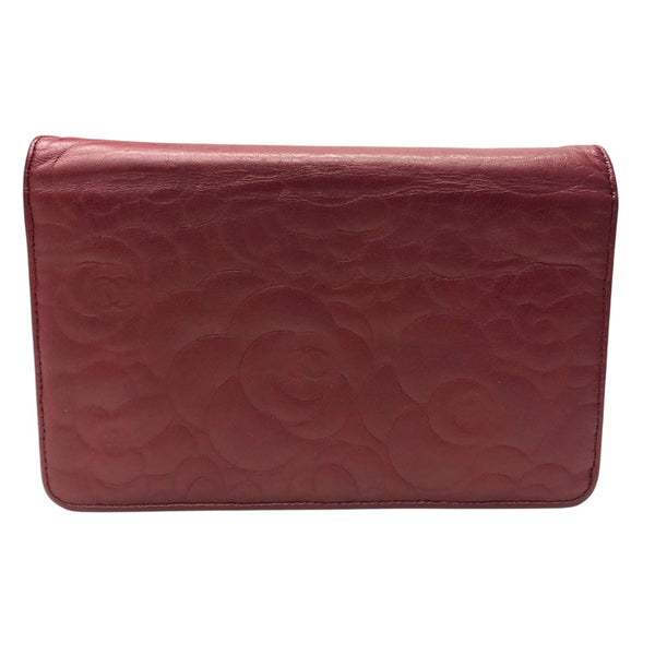 シャネル CHANEL カメリアチェーンウォレット A47421 ピンク/シルバー金具 ラムスキン レディース 長財布