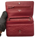 シャネル CHANEL カメリアチェーンウォレット A47421 ピンク/シルバー金具 ラムスキン レディース 長財布