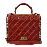 シャネル CHANEL 2.55 トップハンドルチェーンショルダー 15番台 レッド ゴールド金具 エイジドカーフ レディース ショルダーバッグ