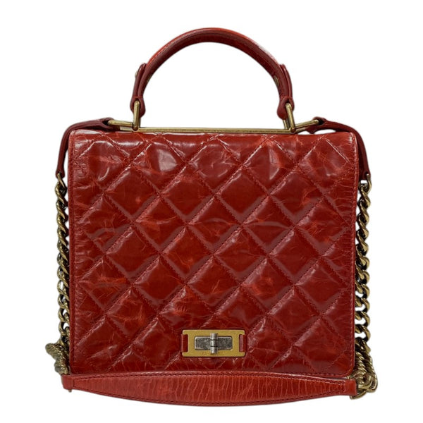 シャネル CHANEL 2.55 トップハンドルチェーンショルダー 15番台 レッド ゴールド金具 エイジドカーフ レディース ショルダーバッグ