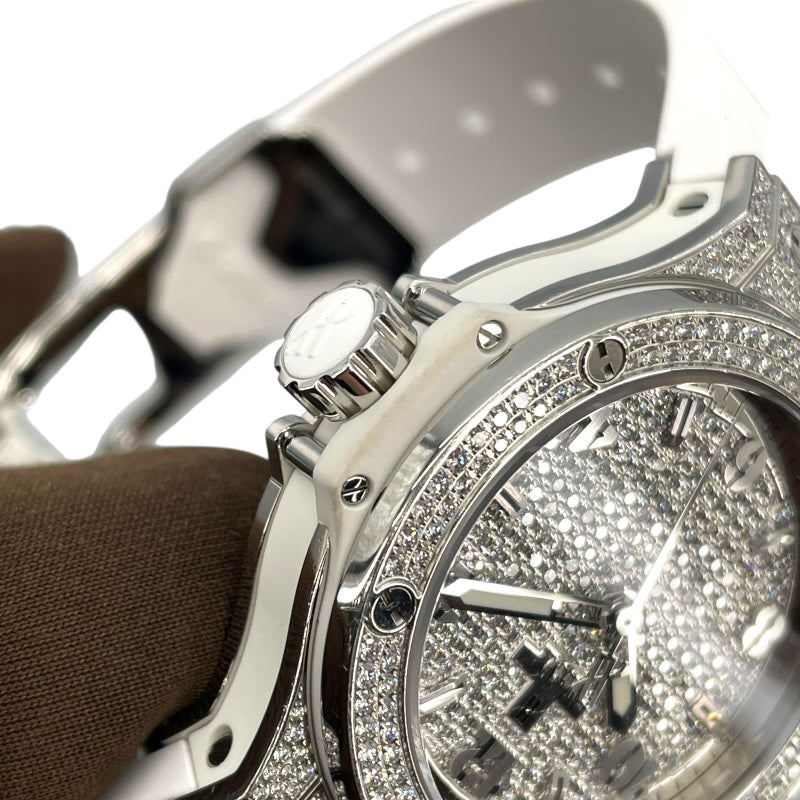 ウブロ HUBLOT ビッグバン スチール ホワイト パヴェ 361.SE.9010.RW.1704 ダイヤ SS クオーツ メンズ 腕時計