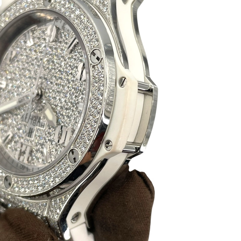 ウブロ HUBLOT ビッグバン スチール ホワイト パヴェ 361.SE.9010.RW.1704 ダイヤ SS クオーツ メンズ 腕時計